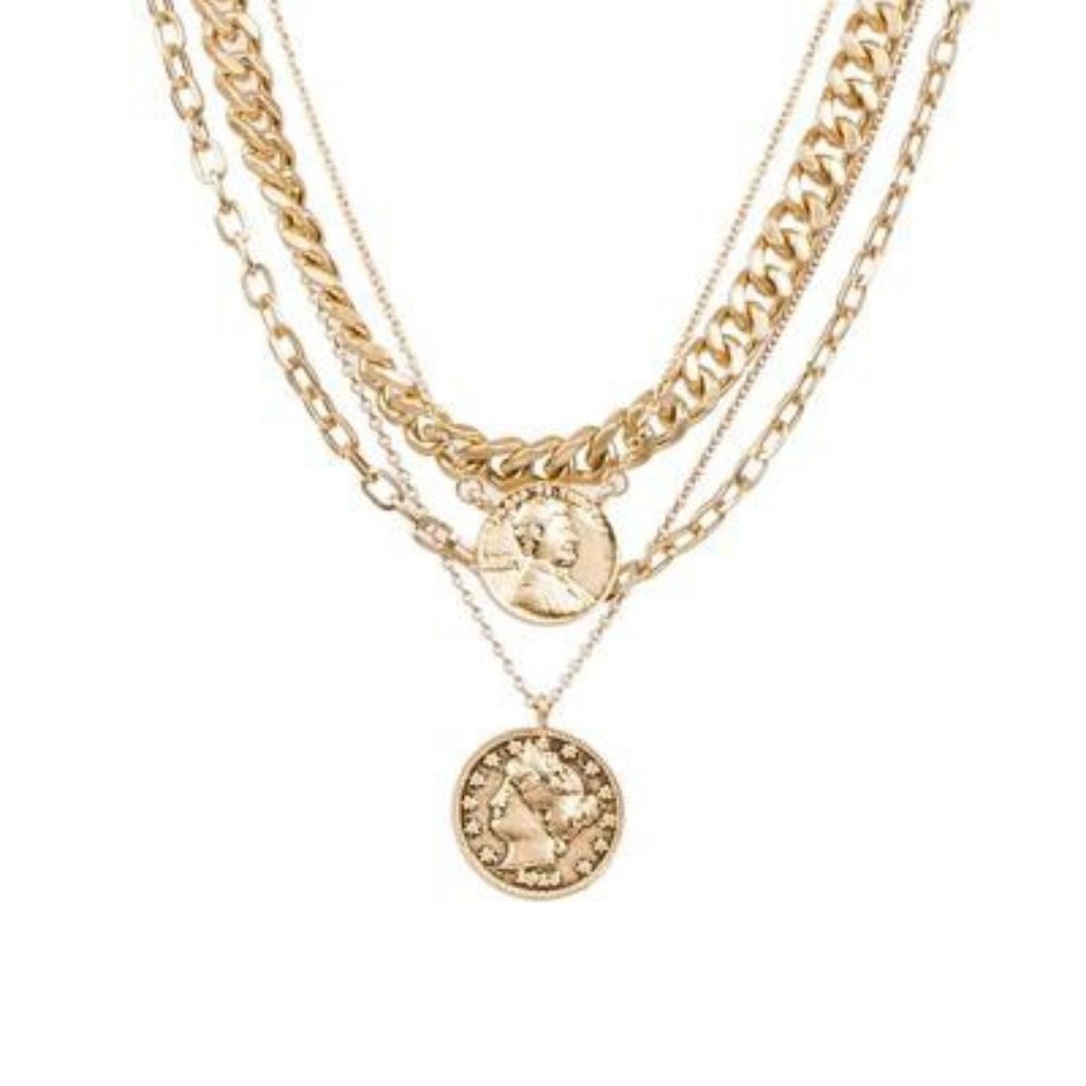 SAACHI SIKKA silver or gold coins chain necklace jewelry rare unique collector